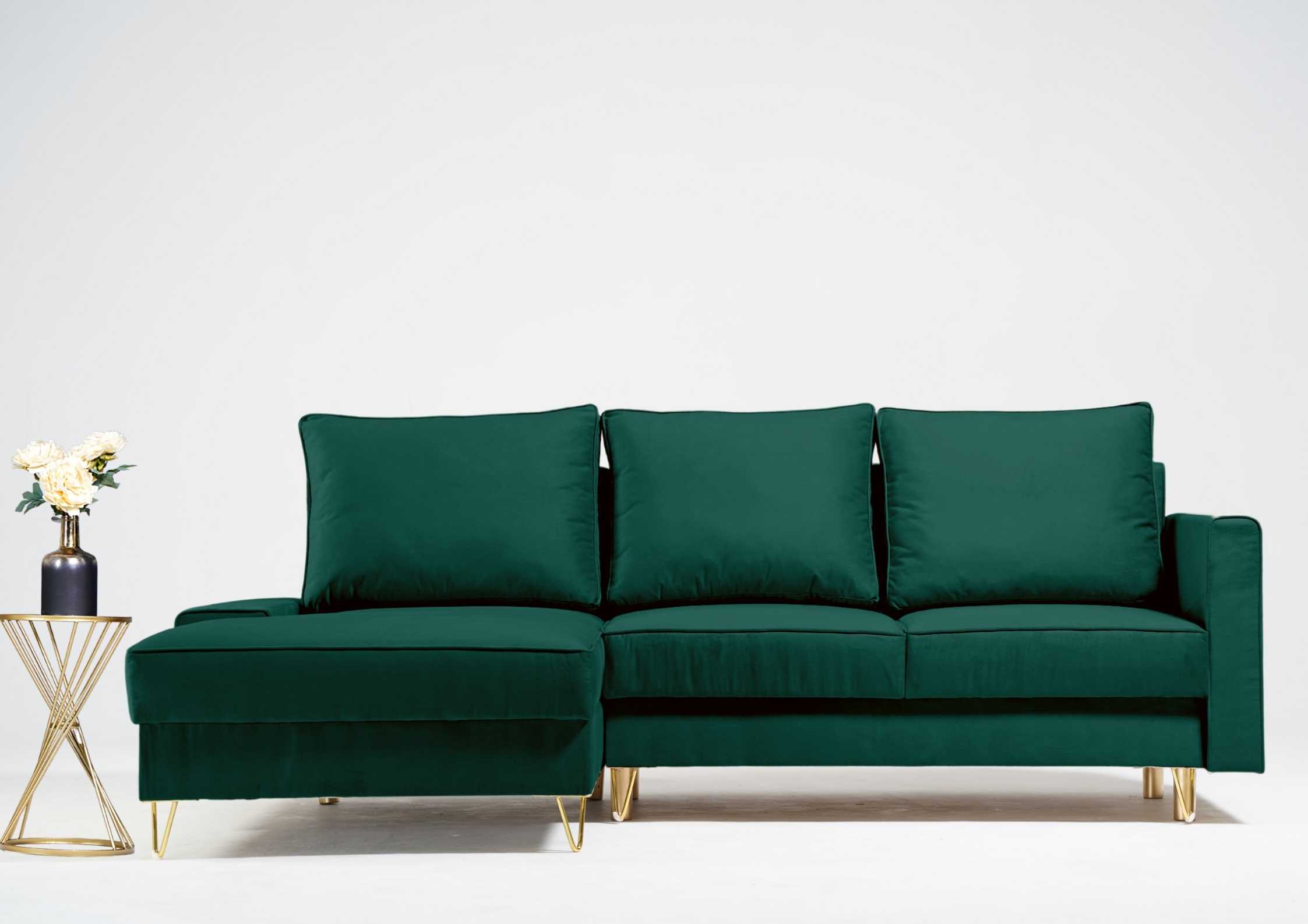 Zielony narożnik na złotych nogach